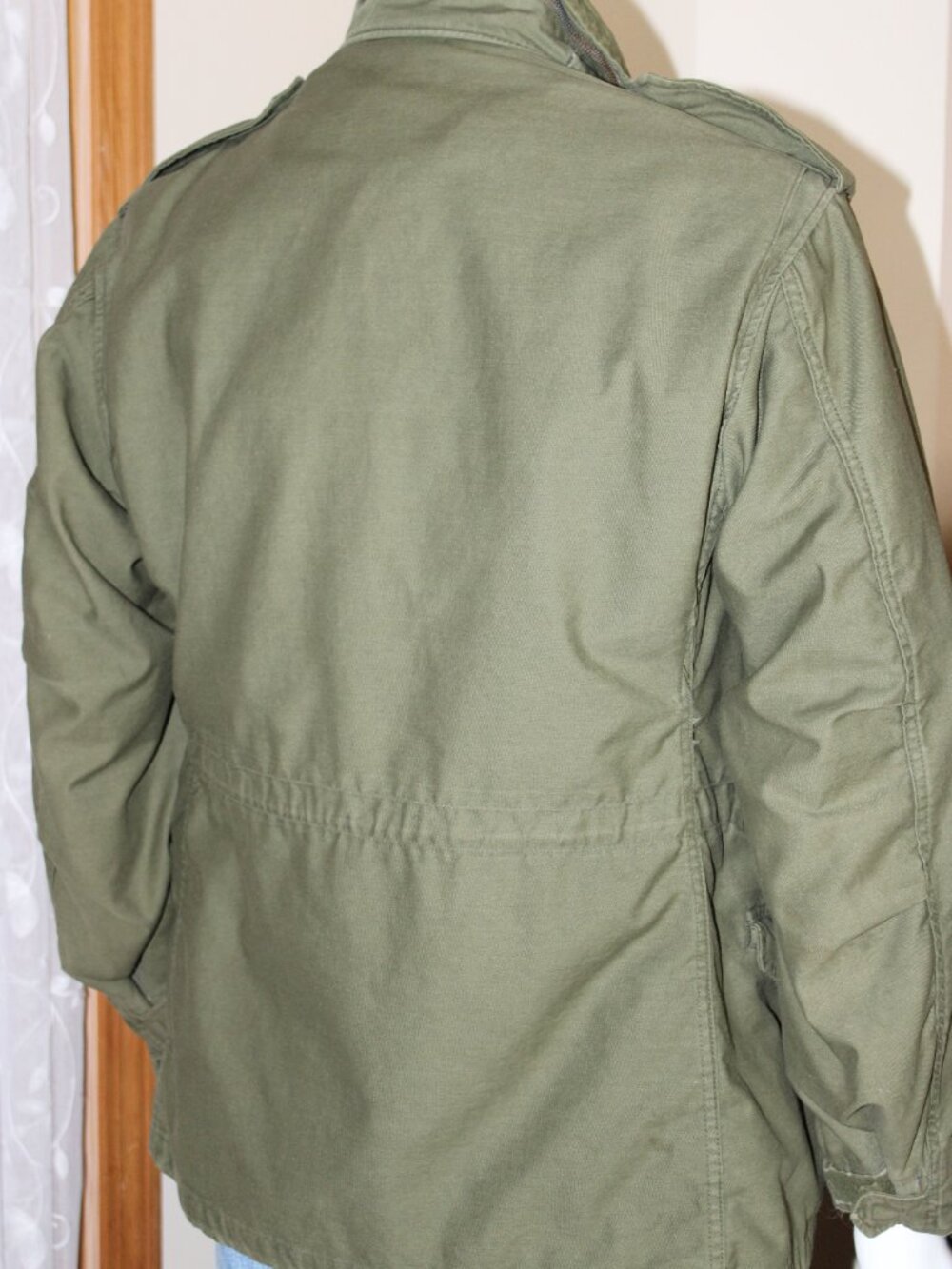 Man's Field M-65 W/Hood Nylon Cotton Men Olive Jacket SZ Medium\ VGT USA